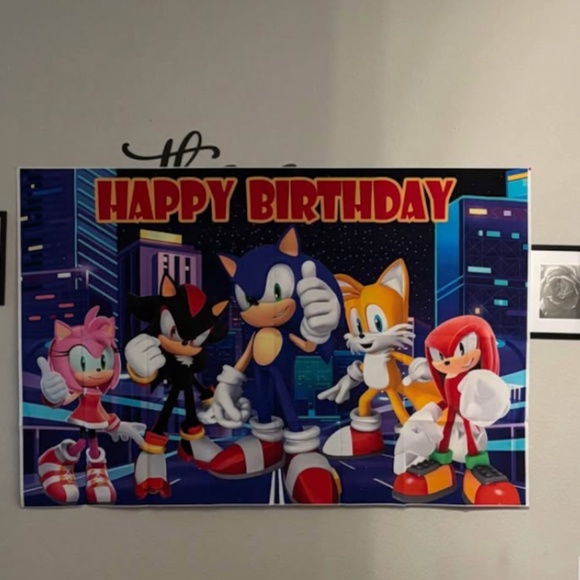 Sonic Happy Birthday Back Drop - Picture 2 of 6